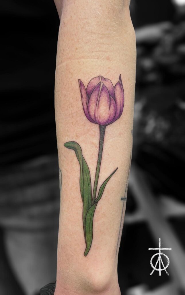 Tulip Tattoo, The Best Floral Tattoo, Fine Tattoo By Claudia Fedorovici, Color Tattoo
