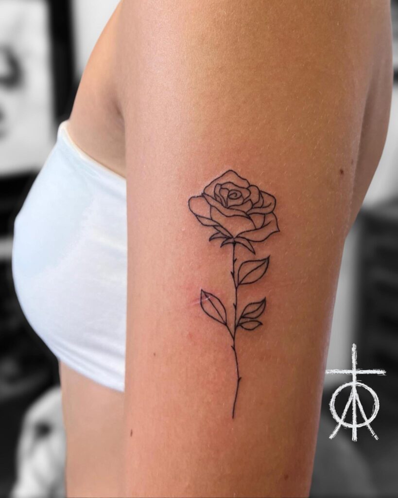 Rose Tattoo, Fine Line Tattoo, Tiny Tattoo, Small Tattoo, Floral Tattoo by Claudia Fedorovici