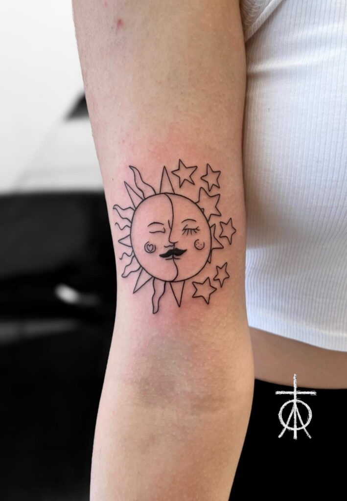 Sun Moon Fine Line Tattoo, Fine line Tattoo Artist in Amsterdam Claudia Fedorovici