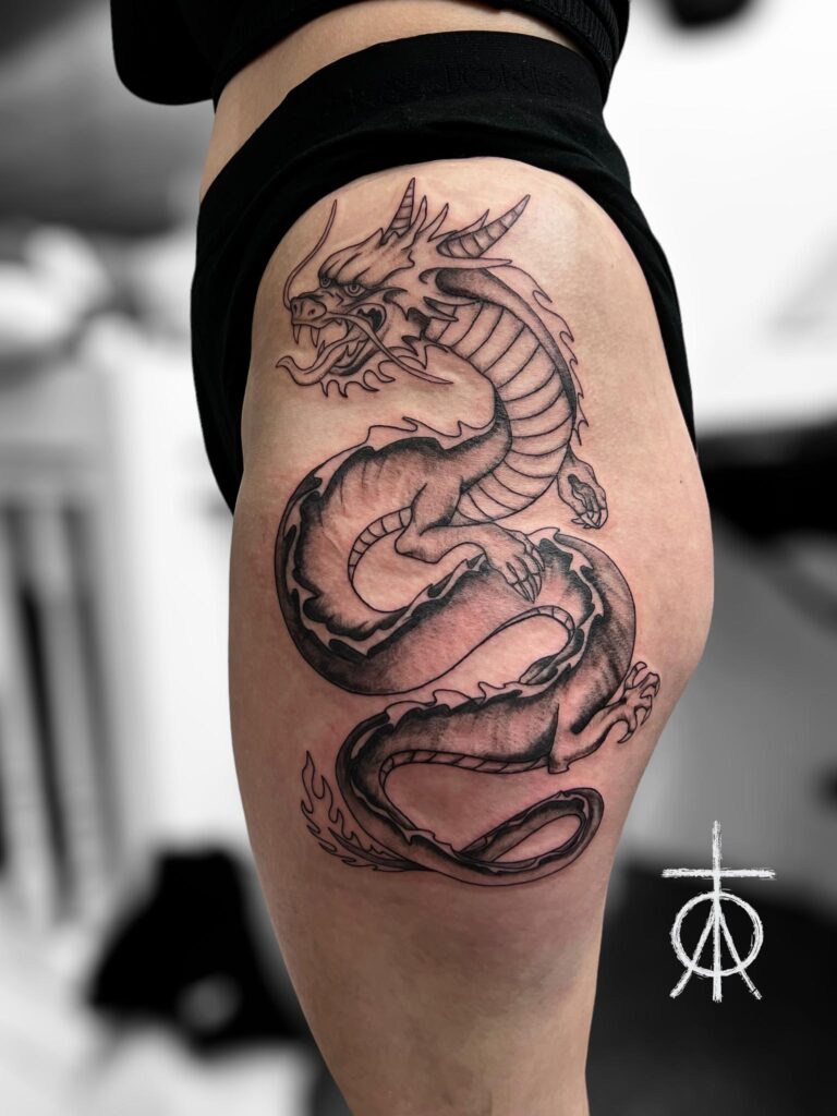 Custom Tattoo, Dragon Tattoo, Blackwork Tattoo