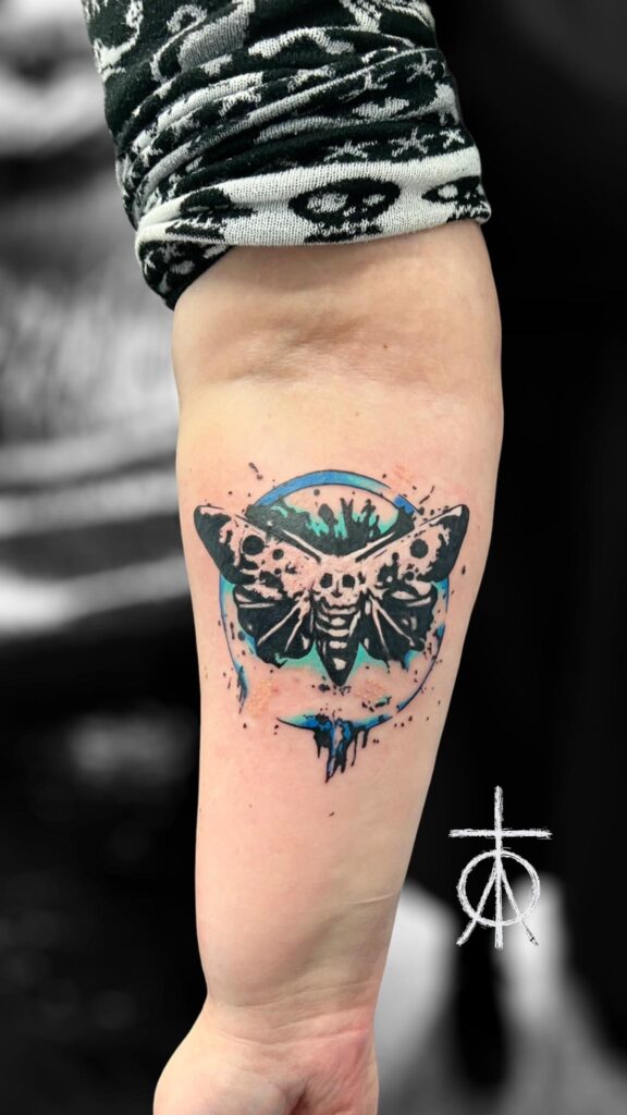 Abstract Tattoo, Color Tattoo, Moth Tattoo
