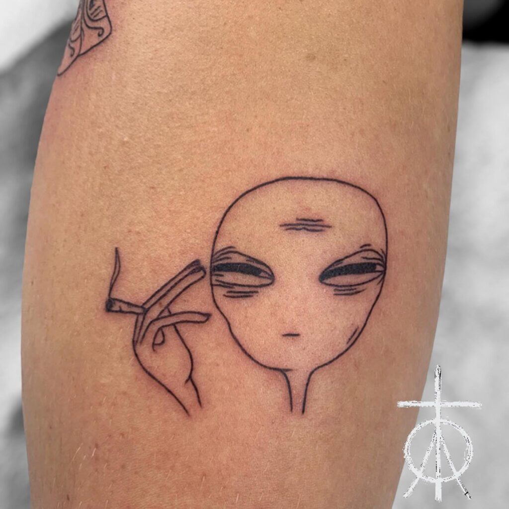 Alien Tattoo, Fine Line Tattoo, Ignorant Style Tattoo