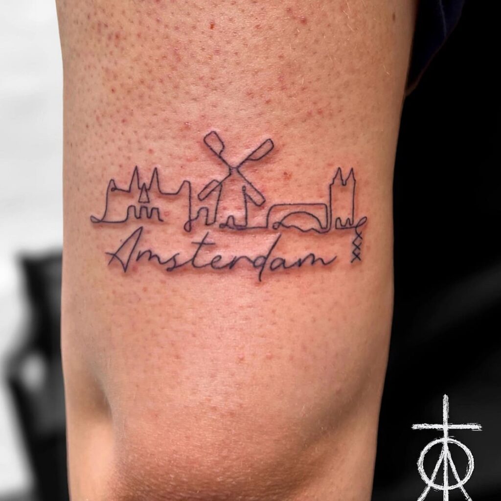 Amsterdam Tattoo, Fine Line Tattoo, Small Tattoo, Lettering Tattoo