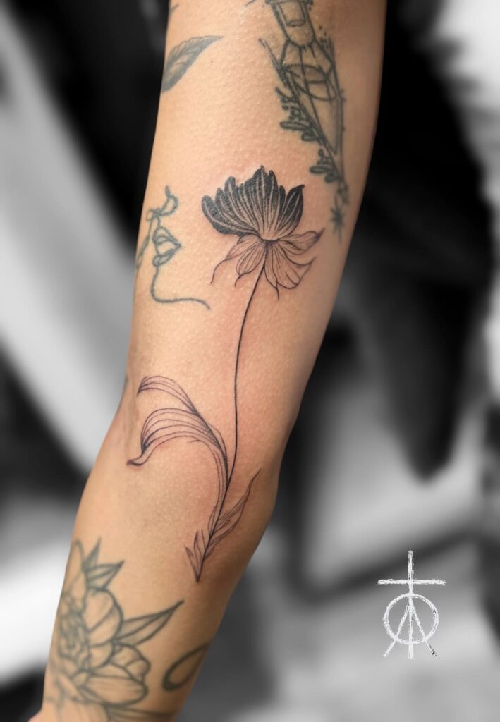 Floral Tattoo, Blackwork Tattoo, Fine Line Tattoo