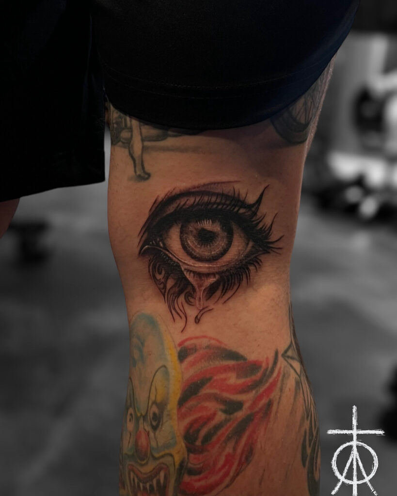 Realistic Eye Tattoo, Black And Grey Tattoo, Tearing Eye Tattoo by Claudia Fedorovici