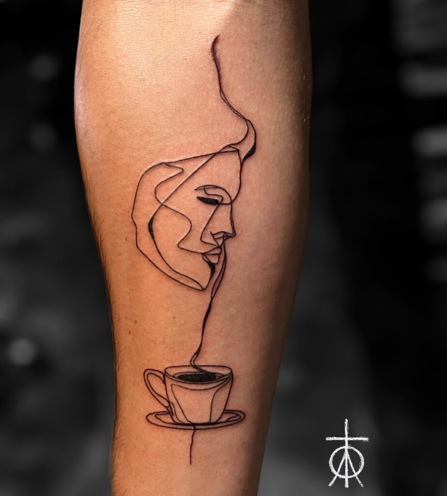 Abstract Line Tattoo, Fine Line Tattoo, The Best Minimalist Abstract Tattoo by Claudia Fedorovici