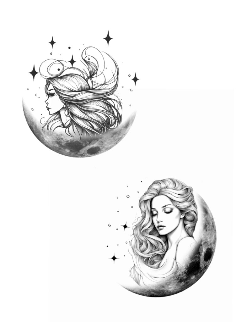 Feminine Tattoo Designs , Moon Tattoo Designs