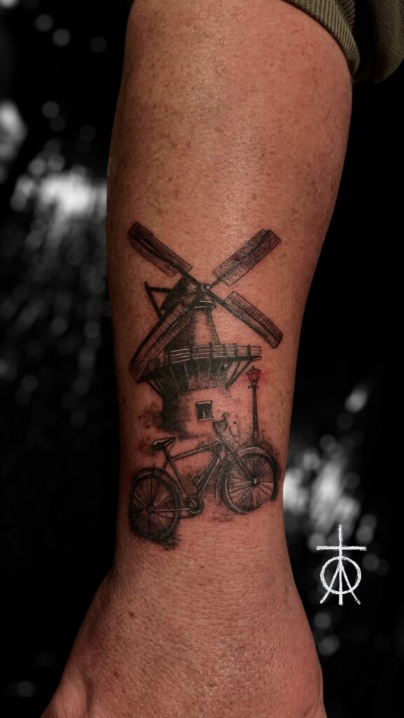 The Best Dutch Tattoo, Windmill Tattoo, Bike Tattoo, Amsterdam Tattoo by Claudia Fedorovici