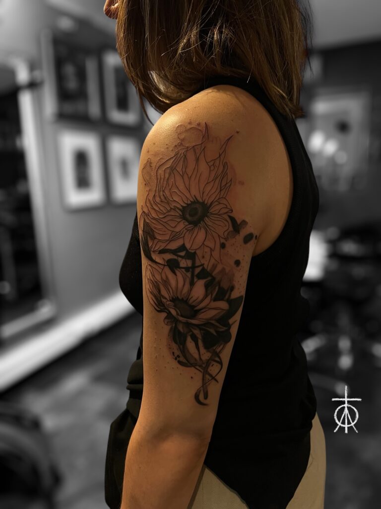 Abstract Tattoo, Blackwork Tattoo, Floral Tattoo, Sunflowers Tattoo by The Best Tattoo Artist , Claudia Fedorovici