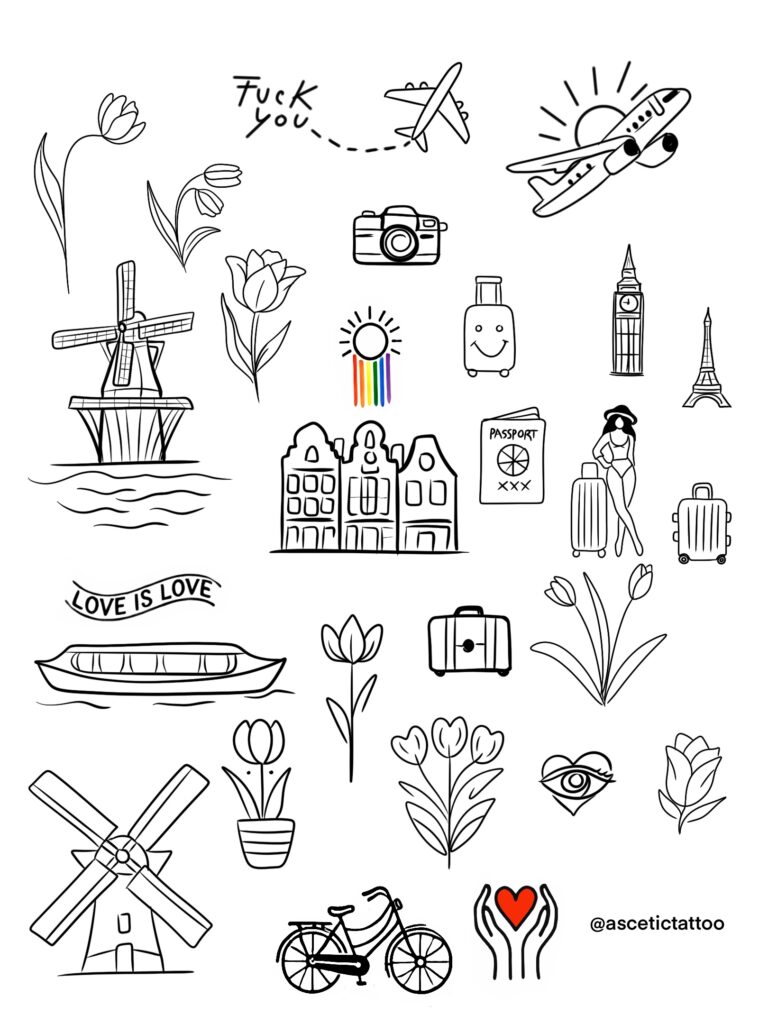 Amsterdam Tattoos, Amsterdam Flash Tattoo, Amsterdam Tattoo Artists, Travel Tattoos